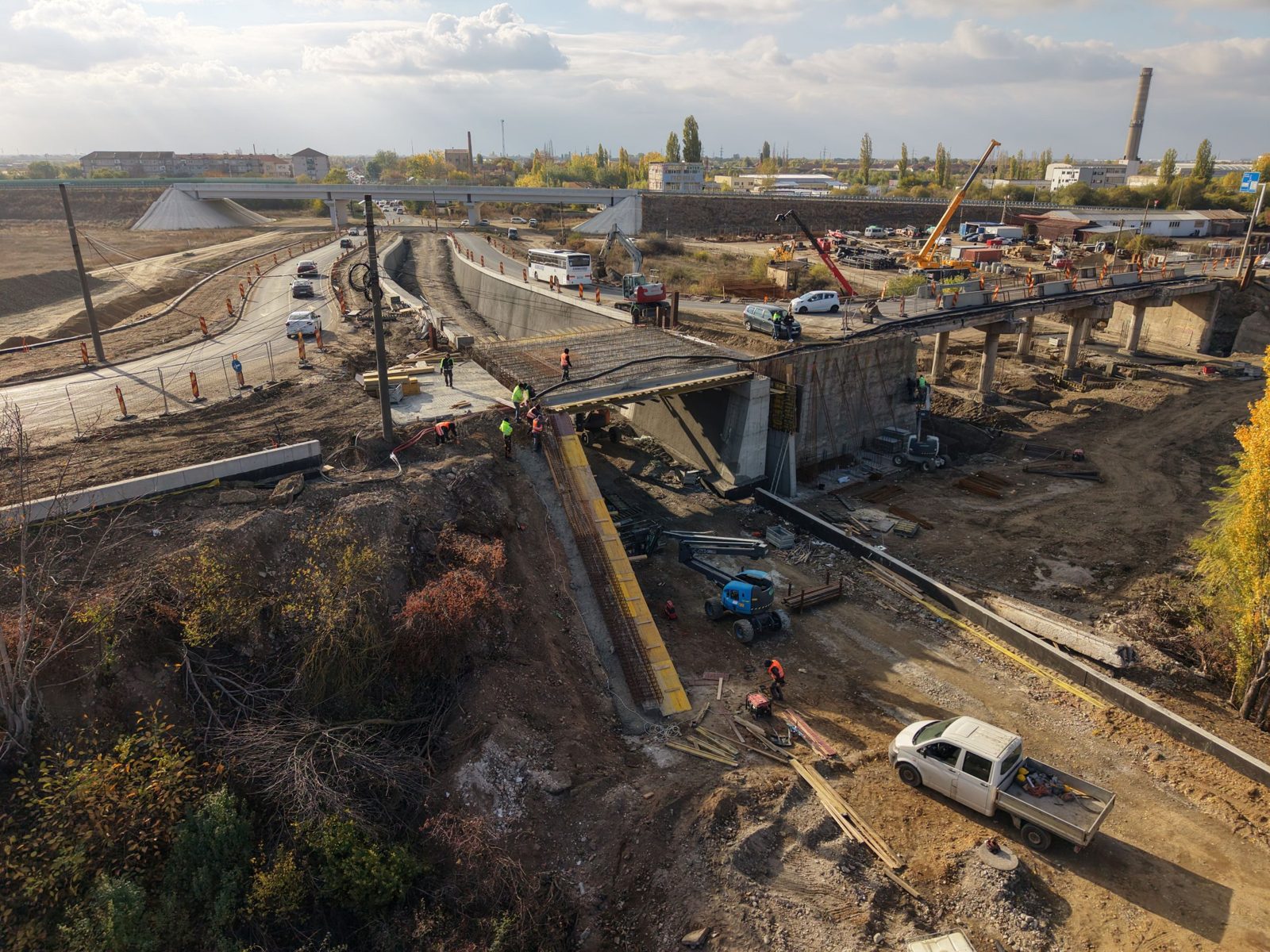 Lucrări la structura pasajului, vedere de sus