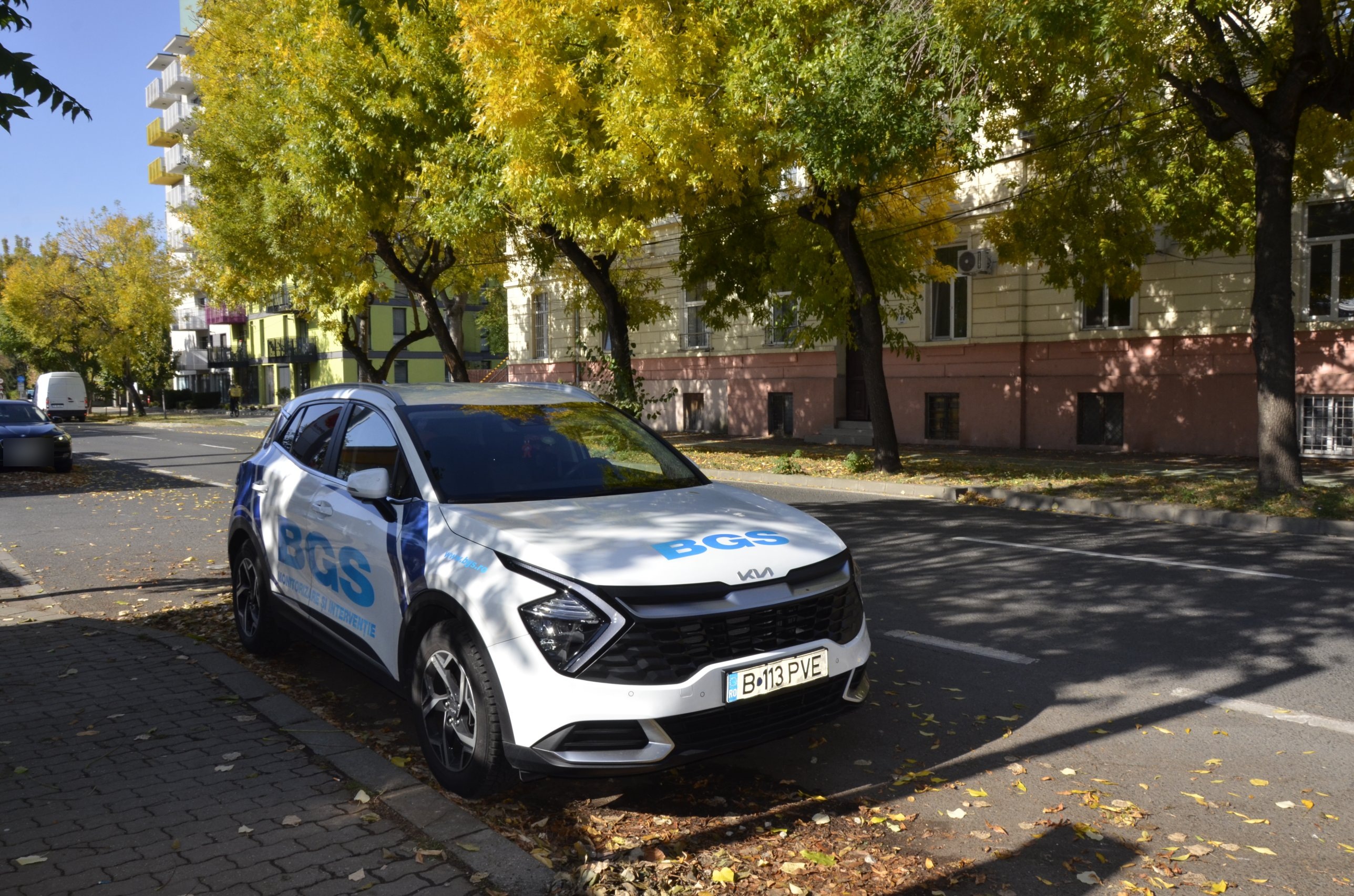 Autoturism cu însemnele BGS, fotografiat de Radio Operativ în apropierea benzinăriei
