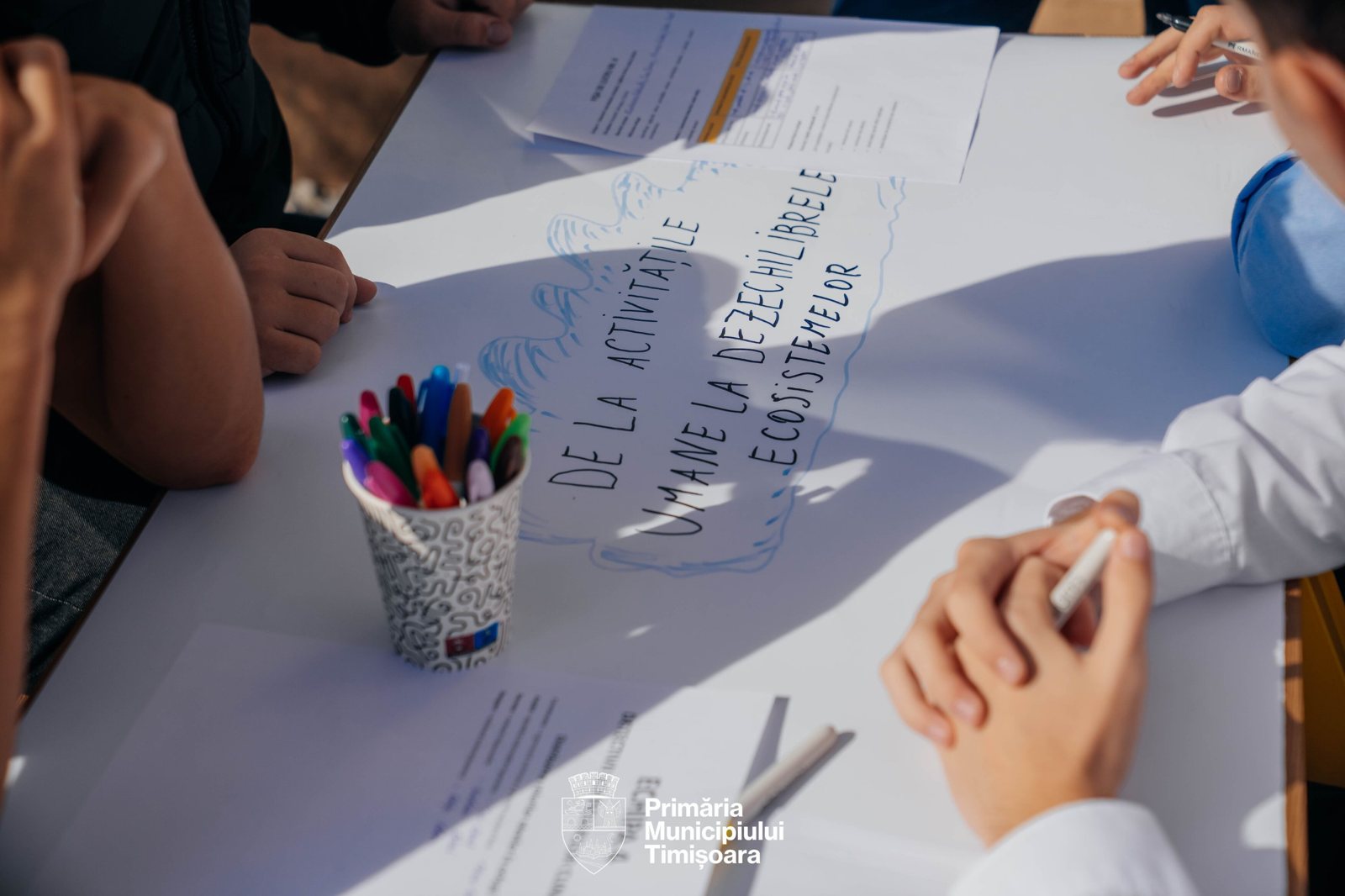 Planșă cu textul De la activitățile umane la dezechilibrele ecosistemelor