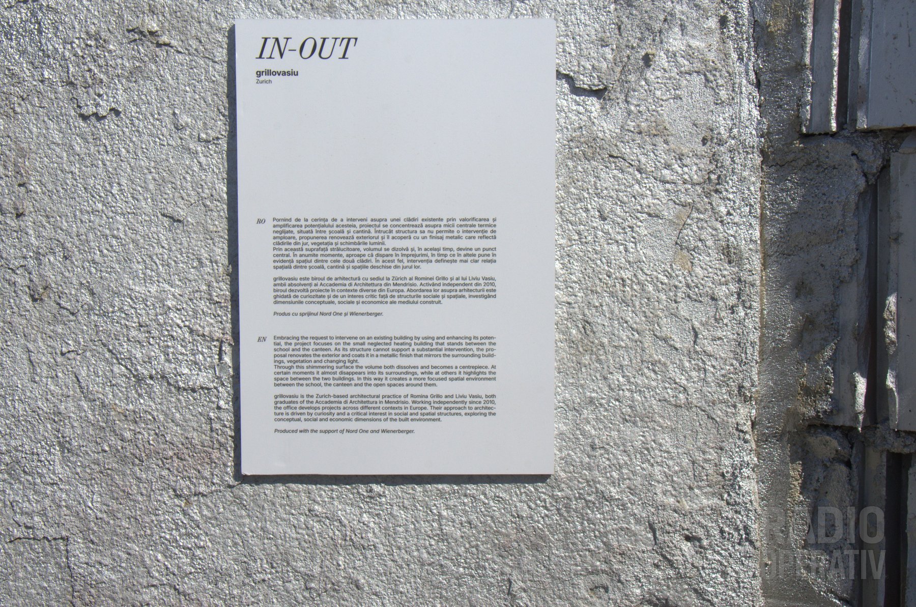 Fișa „IN-OUT”: grillovasiu — Romina Grillo și Liviu Vasiu, Zürich