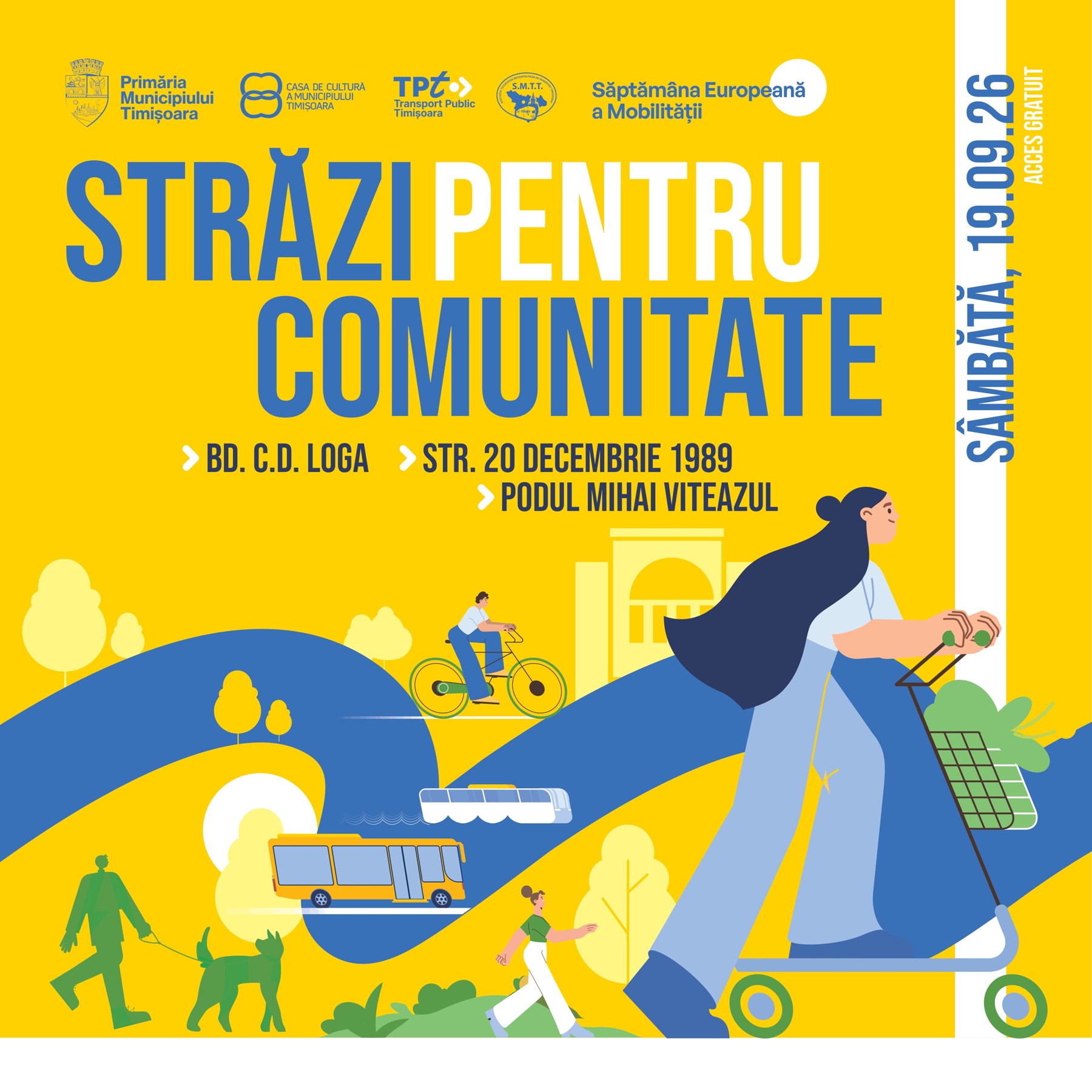 Afișul evenimentului „Străzi pentru comunitate”, 19 septembrie 2026, Timișoara